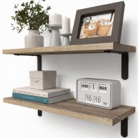 Richer House Rustic Wood Shelves Set Of 2 Farmhouse Style Floating Shelf For Wall D Cor Hanging Shelves For Bathroom Bedroom