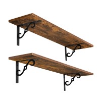 Dinzi Lvj Long Wall Shelves 236 Inch Large Floating Shelves Set Of 2 Wide Display Shelf Wall Mounted With Brackets Easy Hang