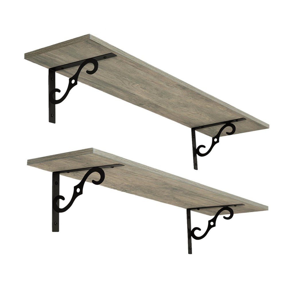 Dinzi Lvj Long Wall Shelves 236 Inch Large Floating Shelves Set Of 2 Wide Display Shelf Wall Mounted With Brackets Easy Hang