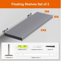 Oridom Floating Shelves For Wall Gray Wood Wall Shelf Set Of 2 24 Wall Mounted Floating Shelf For Kitchen Living Room Bedr