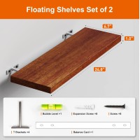 Oridom Floating Shelves For Wall Walnut Wood Wall Shelf Set Of 2 24 Wall Mounted Floating Shelf For Kitchen Living Room Be