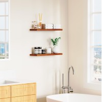 Oridom Floating Shelves For Wall Walnut Wood Wall Shelf Set Of 2 24 Wall Mounted Floating Shelf For Kitchen Living Room Be