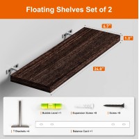 Oridom Floating Shelves For Wall Brown Wood Wall Shelf Set Of 2 24 Wall Mounted Floating Shelf For Kitchen Living Room Bed