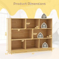 Costzon Kids Toy Organizers and Storage, Wooden 3 Tier Bookshelf with 8 Compartment Cubes to Organize Books, Toys, Home Furniture for Toddlers Playroom, Bedroom, Living Room, Nursery (Burlywood)