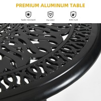 Dwvo 35 Inch Outdoor Dining Table Cast Aluminum Patio Round Dining Table Outside Bistro Table With Umbrella Hole Side Table Fo