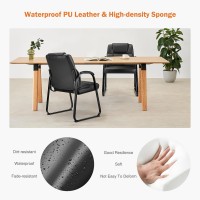 Sweetcrispy Waiting Room Chairs Set Of 4, Leather Stationary Office Guest Chair No Wheels, Comfy Padded Arms And Seld Base, For Reception Area Conference Room Lobby Home Computer Desk Bedroom Elderly