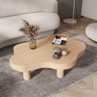 Cloud Shape Wood Coffee Table, Round Corner Thicken End Table, Irregular Round Corner End Table, Modern Coffee Cocktail Table With 3 Legs For Living Room Furniture (Color : Vintage, Size : 43.31X31.