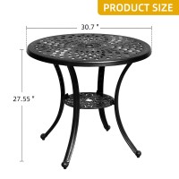 Dwvo 30 Inches Round Patio Dining Table With Umbrella Hole Antique Cast Aluminum Outdoor Bistro Table Outdoor Side Table For Ba