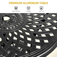 Dwvo 30 Inches Round Patio Dining Table With Umbrella Hole Antique Cast Aluminum Outdoor Bistro Table Outdoor Side Table For Ba