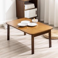 JQUAL Japanese-Style Foldable Coffee Table, Rectangular Bamboo Low Tea Table, Portable Folding Laptop Desk, Multifunction Tatami Meditation Table, Snack Picnic Table, Brown (Size : 80cm)
