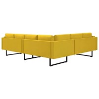 Vidaxl Fabric-Corner-Sofa - Yellow-Polyester-Material - Comfortable And Durable-With-Thick-Seat-Cushions And Backrest-Pillows