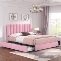 Vecelo Queen Size Upholstered Bed Frame With 4 Drawers And Adjustable Headboard Velvet Platform Storage Bedframe Mattress Found