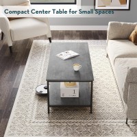 Saygoer Coffee Table With Storage 2Tier Industrial Center Table For Living Room Rectangle Wood Table For Small Spaces Apartmen