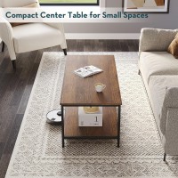 Saygoer Coffee Table With Storage 2Tier Industrial Center Table For Living Room Rectangle Wood Table For Small Spaces Apartmen