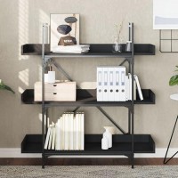 Vidaxl Bookcase - 3-Tier Ample Storage Bookshelf With Adjustable Feet; Industrial Style Engineered Wood Book Stand In Black Finish; Measures 39.4