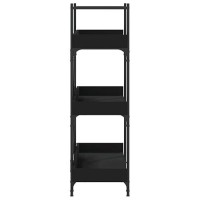 Vidaxl Bookcase - 3-Tier Ample Storage Bookshelf With Adjustable Feet; Industrial Style Engineered Wood Book Stand In Black Finish; Measures 39.4