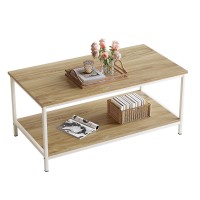 Saygoer Coffee Table With Storage 2Tier Industrial Center Table For Living Room Rectangle Wood Table For Small Spaces Apartmen