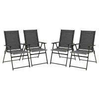 Vicllax 4 Pieces Patio Folding Chairs Outdoor Portable Dining Chairs For Lawn Garden And Porch Grey