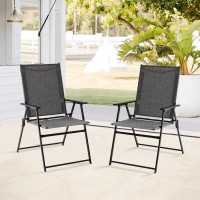 Vicllax 4 Pieces Patio Folding Chairs Outdoor Portable Dining Chairs For Lawn Garden And Porch Grey