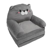 Childrens Chair, Foldable Plush And Sponge Sofa, Cute Cartoon Cat For Reading (3 Layers)