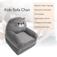 Childrens Chair, Foldable Plush And Sponge Sofa, Cute Cartoon Cat For Reading (3 Layers)