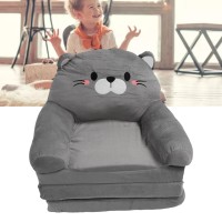 Childrens Chair, Foldable Plush And Sponge Sofa, Cute Cartoon Cat For Reading (3 Layers)