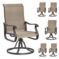 Vonzoy Patio Swivel Chairs Set Of 6 Outdoor Dining Chairs With High Back Allweather Swivel Rocker Chair For Lawn Porch Or Ga