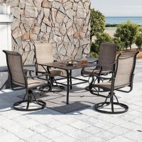 Vonzoy Patio Swivel Chairs Set Of 6 Outdoor Dining Chairs With High Back Allweather Swivel Rocker Chair For Lawn Porch Or Ga