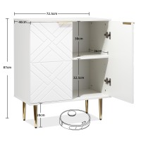 Gaomon Storage Cabinet With Doors, Modern White Accent Cabinet, Sideboard Buffet Cabinet For Dining Room, Living Room, Kitchen