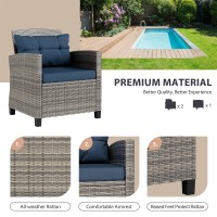 Vongrasig 3 Piece Patio Furniture Set Small Outdoor Wicker Rattan Front Porch Bistro Set Cushioned Patio Chairs Conversation Set