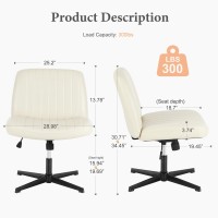 Sweetcrispy Criss Cross Chair Legged Armless Office Desk Chair No Wheels Swivel Vanity Chair Height Adjustable Wide Seat Comp