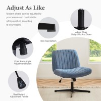 Sweetcrispy Criss Cross Chair Legged Armless Office Desk Chair No Wheels Swivel Vanity Chair Height Adjustable Wide Seat Comp