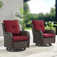 Hummuh Outdoor Swivel Rocker Pe Wicker Patio Chairs Set Of 2 Rattan Rocking Chair Furniture Set