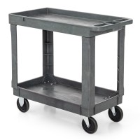 Ironmax Utility Cart With Wheels, 2-Tier Heavy Duty Rolling Tool Cart Supports Up To 550 Lbs, Large 2-Shelf Service Push Cart For Cleaning, Warehouse, Garage, Office, Kitchen