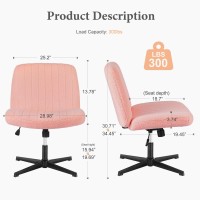 Sweetcrispy Criss Cross Chair Legged Armless Office Desk Chair No Wheels Swivel Vanity Chair Height Adjustable Wide Seat Comp