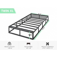 Qeromy 9 Inch High Profile Box Spring Sturdy Metal Frame Mattress Foundation Easy Assembly Quiet Noisefree Twin Xl Size