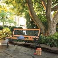 Vingli Outdoor Bench Metal Garden Bench Front Porch Bench Wood Patio Bench Wpvc Backrest Cast Iron Love Seat Park Bench Rose