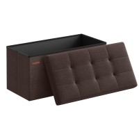 Songmics 30 Inches Folding Storage Ottoman Bench Storage Chest Foot Rest Stool Bedroom Bench With Storage Brown Ulsf047K02