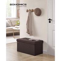 Songmics 30 Inches Folding Storage Ottoman Bench Storage Chest Foot Rest Stool Bedroom Bench With Storage Brown Ulsf047K02