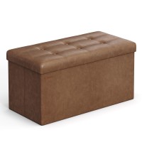 Songmics Storage Ottoman Bench Foldable Ottoman Foot Rest 15 X 30 X 15 Inches End Of Bed Bench Storage Chest Load Up To 660