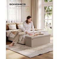 Songmics Storage Ottoman Bench Foldable Ottoman Foot Rest 15 X 43 X 15 Inches End Of Bed Bench Storage Chest Load Up To 660