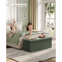 Songmics Storage Ottoman Bench Foldable Ottoman Foot Rest 15 X 43 X 15 Inches End Of Bed Bench Storage Chest Load Up To 660