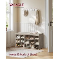 Vasagle Shoe Bench With Cushion Storage Bench With Padded Seat Entryway Bench With 15 Compartments For Bedroom 118 X 413 X