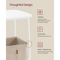 Vasagle End Table Side Table With Fabric Basket Modern Nightstand Square Bedside Table For Living Room Bedroom Matte White