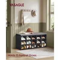 Vasagle Shoe Bench With Cushion Storage Bench With Padded Seat Entryway Bench With 15 Compartments For Bedroom 118 X 413 X