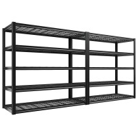 Reibii 482 W Garage Shelving 3000Lbs Storage Shelves Heavy Duty Shelving Unit Adjustable 5 Tier Metal Shelves For Storage Rac