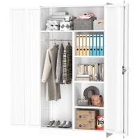 Intergreat Metal Storage Cabinet With Locking Doors 72 Tall Lockable Wardrobe With Hanging Rod Steel Storage Locker Closet W