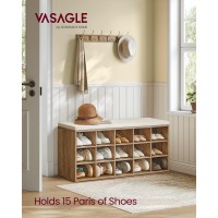 Vasagle Shoe Bench With Cushion Storage Bench With Padded Seat Entryway Bench With 15 Compartments For Bedroom 118 X 413 X