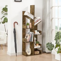 VECELO 8 Shelf Tree Bookcase,Wooden Tree Bookshelf Display with 8 Storage Shelves,Tree-Shaped Shelf Racks Organizer for Books,Magazines,CDs Decors for LivingRoom Bedroom Home Office,Rustic Brown