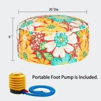 Magpie Fabrics Indooroutdoor Inflatable Stool Ottoman Pouf Water Repellent Round Footrest Footstool With Foot Pump D20 Xh9 Po